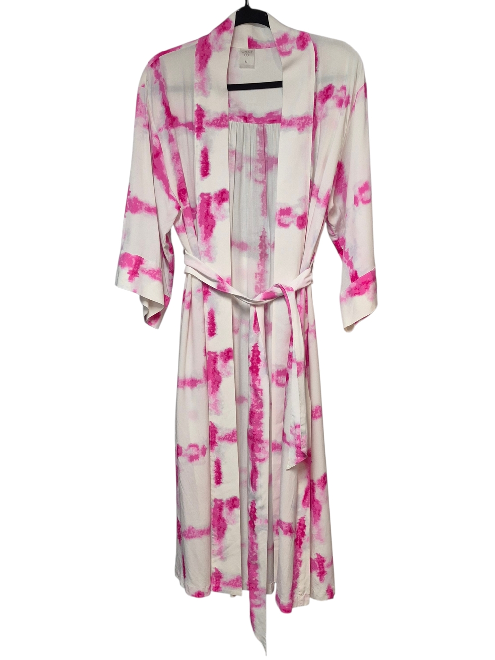 Calia Kimono Robe Beach Cover Up Women's Medium Pink White Tie Dye Self Tie